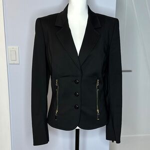 Escada Black fitted blazer with zipper details at waist. Size 42. Like new!